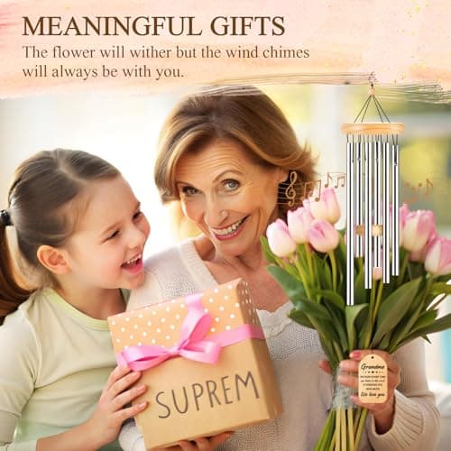Gifts for Grandma, Grandma Birthday Gifts, Grandma Wind Chimes, Best Christmas Mothers Day Thanksgiving Present for Grandmother, Nana, Granny, 25.5 inches, Silver