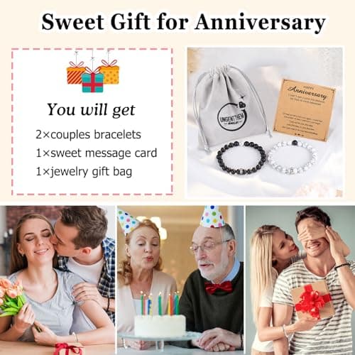 UNGENT THEM Matching Couple Ring Bracelets for Boyfriend Girlfriend Husband Wife Valentines Anniversary Birthday Engagement Gifts