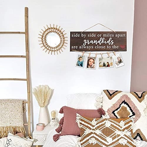 Grandparents Gifts from Grandchildren, Side by Side or Miles Apart Grandkids Photo Holder, Great Grandparents Day or Christmas Birthday Gifts for Grandma Grandpa