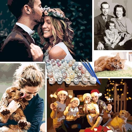 Kidstique Customize Your Personalized DIY Paint-by-Numbers kit Using a Photo of Your Choice. Great Gift idea for Valentine's Day, Mother's Day, Father's Day 16x20