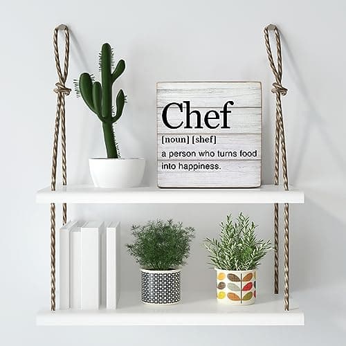 Chef Gift for Men Women Chef Definition Quotes Wooden Box Sign Desk Decorative Wooden Sign Home Kitchen Decor for Desk Table Shelf 5 x 5 Inches