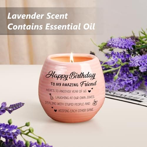 Happy Birthday Gifts for Women - Funny Best Friend Friendship Birthday Gifts for Women Bestie BFF Coworker Classmate - 10oz Lavender Scented Soy Wax Candle