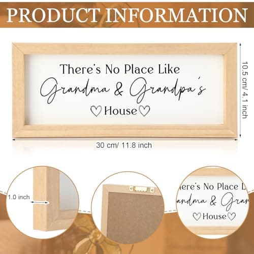 Yousoontic Grandparents Gift from Grandkids There's No Place Like Grandma & Grandpa's House Wooden Sign Farmhouse Home Decor for Father's Day Birthday Xmas Thanksgiving Gift(Light Brown,11.8 Inch)