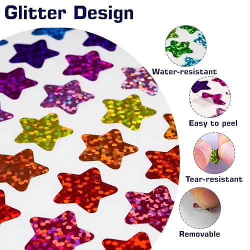 2340 Pack Holographic Star Stickers for Kids Reward，0.6“ Sparkly Small Star,Behavior Chart, School Classroom Student Teacher Supplies
