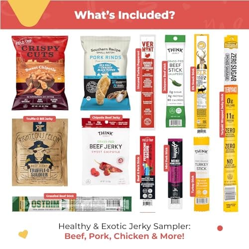 Beef Jerky Gift Basket For Men - Exotic Jerky Variety Pack, Delicious Protein-Packed Snack Box for Dad, Husband - Birthday, Holiday Food Treats for Adults - Unique Food Gifts for Men Who Want Nothing