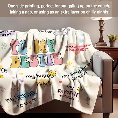 Best Friend Birthday Gifts for Women, Best Friends Blanket, Bestie Gift for Women, Friendship Gifts for Woman, Bestie Birthday Gift for Woman Friendship, Yellow Throw Blanket 60”x50” Inches
