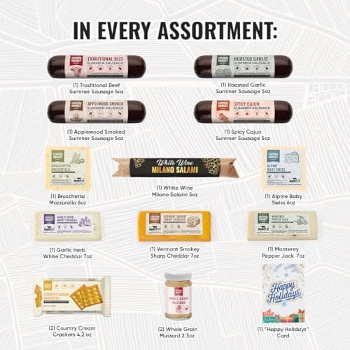 Farmers Market Gift Basket, Gluten Free, Keto, Paleo, Low Sodium, Zero Sugar, Genoa Salami, Christmas Charcuterie Board, Holiday Meat and Cheese Gift Baskets, Festive Selection