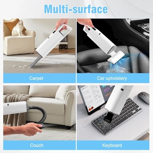 Cordless Vacuum Cleaner Handheld - 20000Pa Powerful Suction, 2-Speed Hand Vacuum Cordless Rechargeable for Car, Pet Hair, Stairs, Carpet, Couch - Portable Vac with HEPA Filter & 4 Attachments