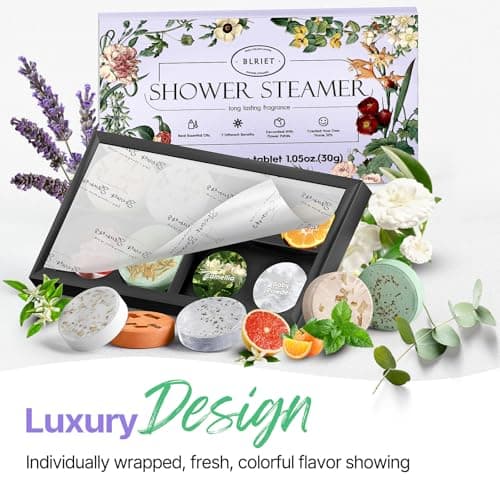 Shower Steamers Aromatherapy BLRIET 8 Pack Gifts for Women, Birthday Christmas White Elephant Gifts Stocking Stuffers for Adults Her Mom Him Home Spa Gym Natural Essential Oil Self Care Relaxation