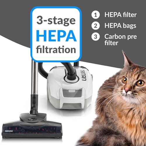 Prolux Tritan Bagged Canister Vacuum Cleaner with Sealed HEPA Filtration, 5-Speed Motor, Best Rated Canister for Pet Hair and Home Cleaning