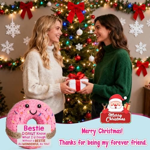 Bestie Gifts for Women Friend - Funny Cute Cool Handmade Knitted Donut for Female Woman Besties Best Friends BFF Soul Sister Coworker Friendship Birthday