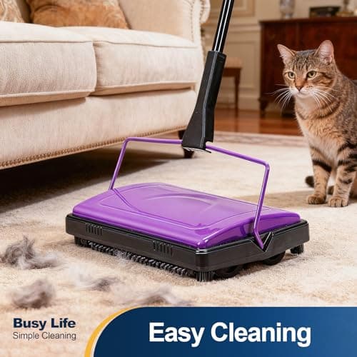 Yocada Carpet Sweeper Cleaner for Home Office Low&Undercoat Carpets Rugs Pet Hair Dust Scraps Paper Small Rubbish Cleaning with a Brush