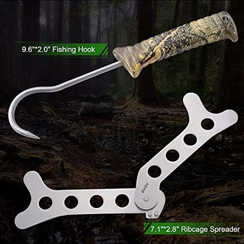 GVDV Hunting Knife Set - 14 Pieces, Portable Butcher Game Processing Kit for Men, Field Dressing Kit with Gut Hook Skinner Knife, Caping knife, Axe, Wood/Bone Saw, Spreader, Gloves, Gifts for Men