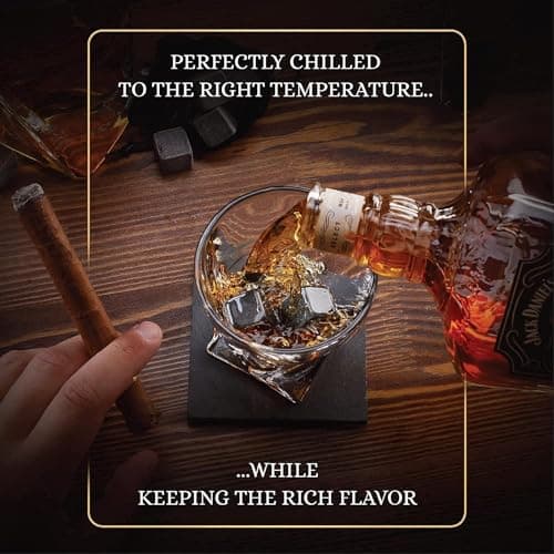 Whiskey Stones Gift Set by Royal Reserve – Artisan Crafted Reusable Chilling Rocks for Scotch – Stocking Stuffer for Men - Bourbon Gifts for Husband Dad Boyfriend Guy