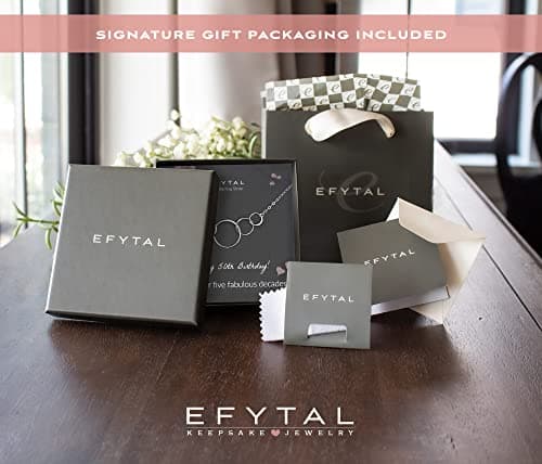 EFYTAL 50th Birthday Gifts for Her, Classy Sterling Silver 5 Circle Necklace, 1975 Birthday Gifts for Women, 50 and Fabulous