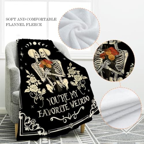 Jekeno Skull Blanket Gifts for Women Men, Rose Skull Throw Blankets Birthday Gifts for Boyfriend Girlfriend Wife Husband Couple, Valentine's Wedding Anniversary Day Gifts Ideas for Him Her