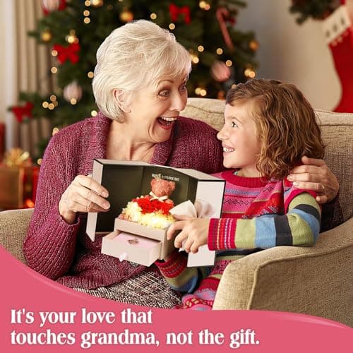 ADDWel Great Gifts for Grandma, Preserved Real Roses with I Love You 100 Languags Grandma Necklace, Cute Bear and Meaningful Eternal Roses for Grandmother Nana Birthday