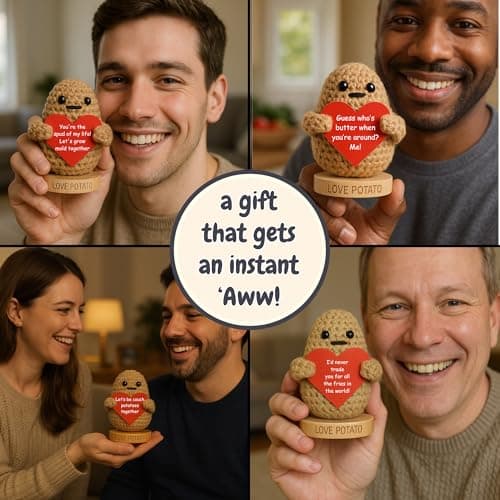 Gift for Husband or Boyfriend - Cute Potato Crochet with 30 Romantic Signs for Him | I Love You Gift Idea for Couples Anniversary, Engagement | Birthday Gift for Men from Wife or Girlfriend
