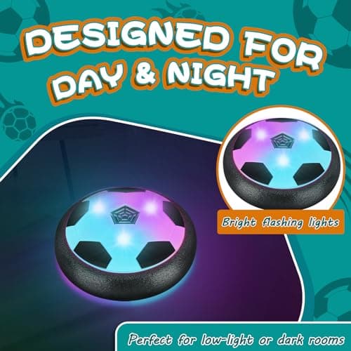 2 Pack Hover Soccer Ball with 8 Pcs Batteries, Air Floating Soccer Toy with LED Lights and Foam Bumper, Indoor Games for Kids 4-8-12, Toys Gifts for 3 4 5 6 7 8 9 Year Old Boys Girls