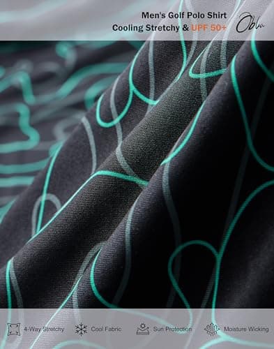 Obla Mens Golf Polo Shirts Short Sleeve Dry Fit Performance Moisture Wicking Casual Print Collared Golf Shirts for Men