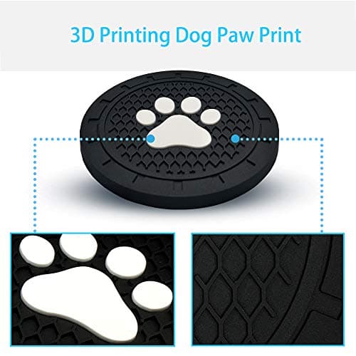 Car Cup Holder Coasters-Car Interior Accessories 2.75 inch Silicone Anti Slip Cute Dog Paw Car Coaster -Universal (Pack of 2)