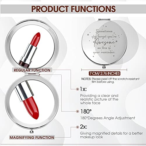 Roowest 10 Pcs Inspirational Compact Mirror Sometimes You Forget You're Awesome Appreciation Gifts for Women Group Employee Coworker Housekeeping Thank You Favors Magnifying Pocket Mirror (Multicolor)