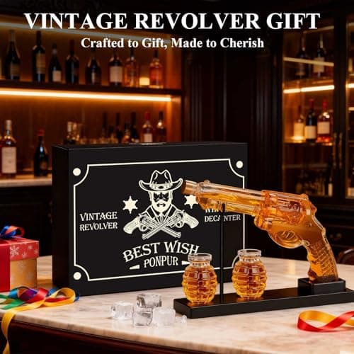 PONPUR Gifts for Men Dad, Whiskey Decanter Set with 2 Glasses, Dad Christmas Birthday Gifts, House Warming Anniversary Presents for Husband Him, Cool Whiskey Bourbon Gifts for Mens