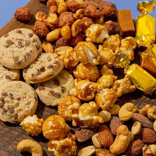 Snack Assortment Gift Basket- Cookie and Nuts Gift Tin- Gourmet Treat Variety Present in Keepsake Tray– Gift Idea for Men, Women, Him, Her- Bonnie and Pop