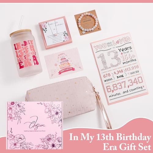 13th Birthday Gifts for Girls,13 Birthday Girl Gift,13 Years Old Girl Gift Ideas,8 Pcs Unique 13th Gifts for Daughter, Niece, Granddaughter, Official Teenager