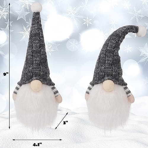 Juegoal Christmas Plush Gnomes, 9 Inch Lighted Handmade Mini gnome Scandinavian, Light Up Swedish Tomte Elf Holiday Present, Battery Operated Xmas Gifts Table Ornaments Dinner Party Supplies, Set of 3