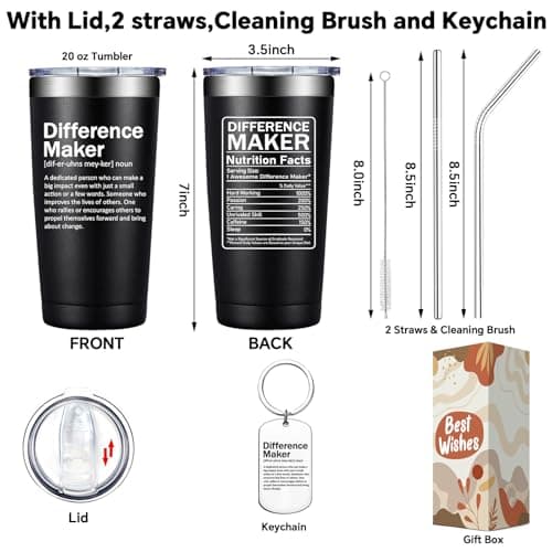 Grifarny Difference Maker Definition Tumbler Mug - Thank You Gifts for Men, Women - Appreciation, Inspirational Gifts for Boss, Employee, Teachers, Assistant Principal, Coworkers