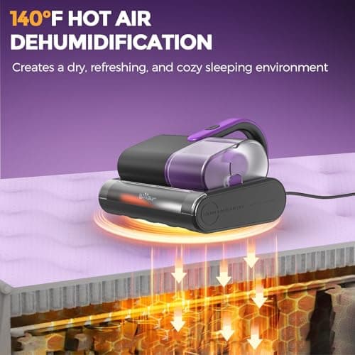 Bear Mattress Vacuum Cleaner, Bed Vacuum Cleaner with 253.7nm UV-C Light, 140°F Heat, HEPA Filter, 15Kpa Strong Suction Versatile Handheld Vacuums for Bed, Sofa, Couch, Dust & Pet Hair(Corded)