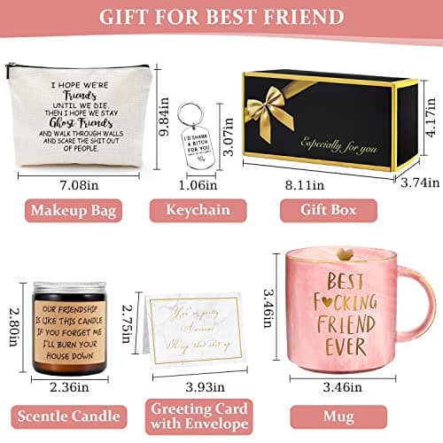 Best Friend Birthday Gifts for Women Friendship Gifts for Women Funny Best Friend Gift for Woman Bestie Gift for Woman Bff Bestfriend, Coffee Mug Makeup Bag Keychain Card