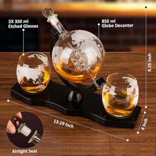 Whiskey Stones and Whiskey Glass Gift Set, DIOXADOP 8 Natural Whisky Stones 1 Crystal Whisky Glasses with Blessing Card in Exquisite Wooden Box, Prepare a Gift for a Whisky Scotch Bourbon Lover