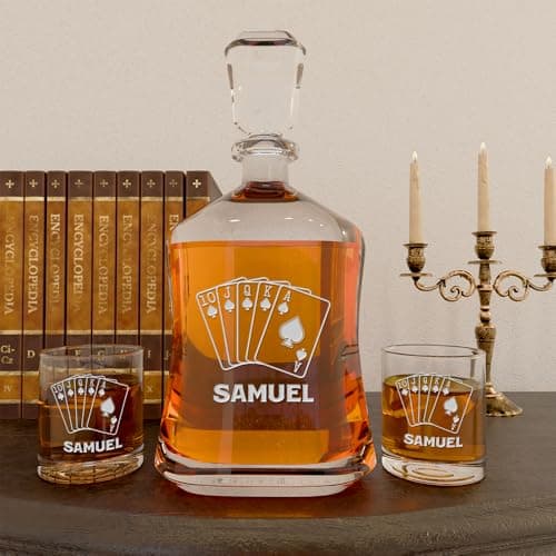 Personalized Whiskey Decanter - 4 Designs - Birthday Gifts for Men 2025, Dad, Husband, Him, Boyfriend - Men Whiskey Gifts - Personalized Gifts for Men - Bourbon, Scotch Gifts - Fathers Day Gift Ideas