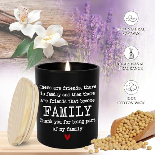 TEEZWONDER Friend Gifts for Women - Long Lasting Vanilla Lavender Candle 10 oz - Friendship Birthday Gifts for Women Men BFF Bestie Coworkers Friends Female, Scented Candles for Women Men