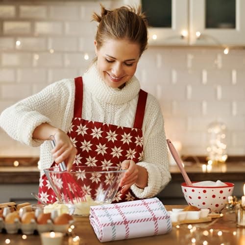 Mimorou 6 Sets Christmas Whisks Kitchen Gifts Stainless Steel Whisks Silicone Spatulas Towels Greeting Cards Rope for Neighbor Employee Baking Gift Xmas Cooking Supplies