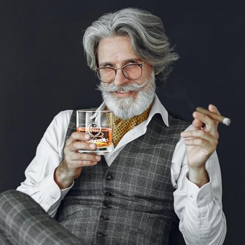 LIGHTEN LIFE 80th Birthday Gifts for Men 12 oz,1945 Whiskey Glass in Valued Wooden Box,Birthday Bourbon Glass for 80 Years Old Dad,Husband,Friend,80th Bday Gift Ideas