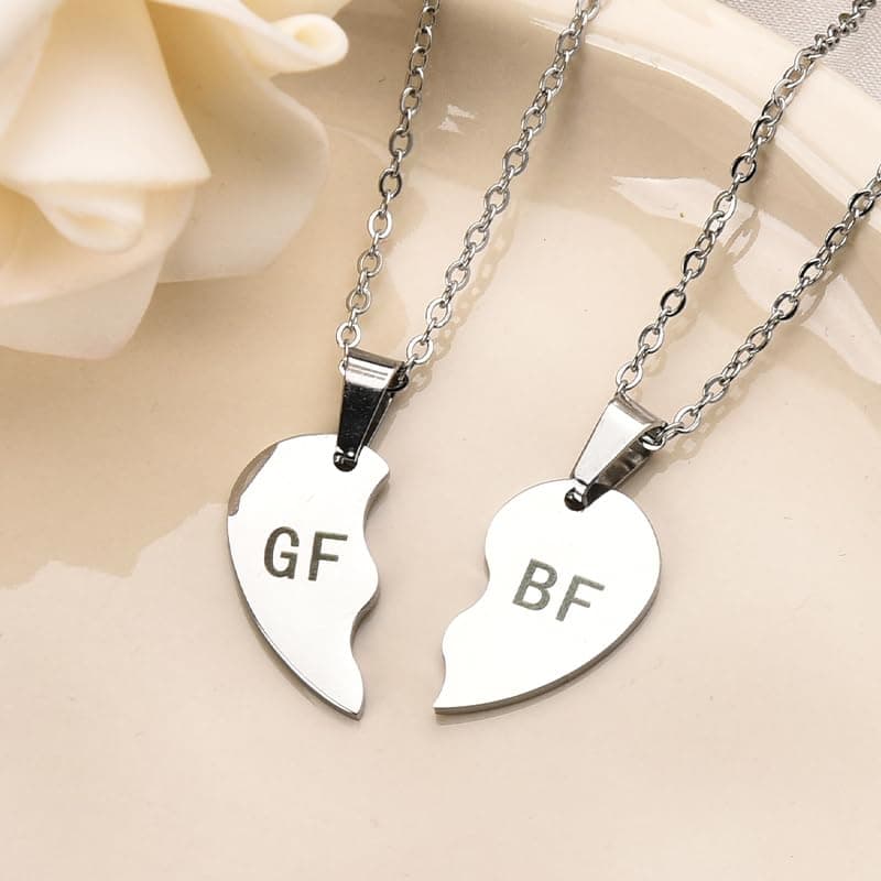 Matching Boyfriend and Girlfriend Necklace Bf Gf Couple Gifts for Him and Her Boyfriend Birthday Gift from Girlfriend Valentines Gifts Necklace for Couples Gf Bf Graduation Gift
