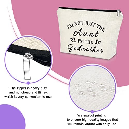 Sazuwu Godmother Aunt Gifts Godmother Gifts from Godchild Baptism Makeup Bag Aunt Christian Proposal Cosmetic Bag Birthday Christmas Mother’s Day Present Travel Pouch
