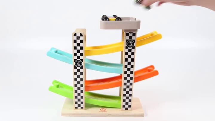 Toddler Toys for 1 2 Year Old Boy and Girl Gifts Wooden Race Track Car Ramp Racer with 4 Mini Car