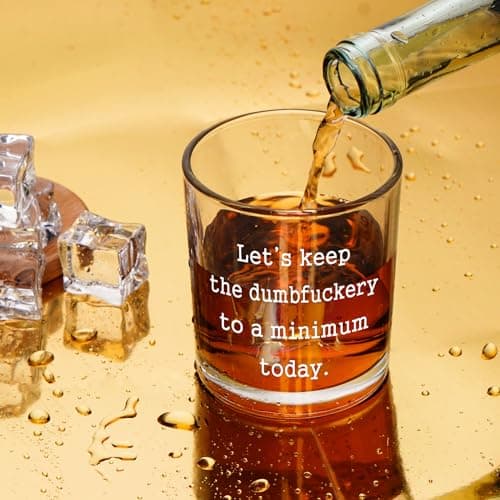Futtumy Let’s Keep The to A Minimum Today Whiskey Glass, Funny Whiskey Gifts for Men Friends Dad Coworker Him BFF, Novelty Gifts for Birthday Christmas Housewarming Retirement Graduation, 10Oz