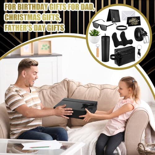 Skylety 13 Pcs Birthday Gifts Baskets for Men Gift for Men Birthday Gift Box 16 oz Tumblers Wallet Toiletry Bag Belt Sock Bottle Opener Bracelet Glasses Keychain for Dad Boyfriend Husband
