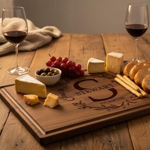 Personalized Cutting Board – Custom Cutting Board Wood Engraved Charcuterie Board, Unique Gift for Wedding, Anniversary, Bridal Shower, Couples, Christmas, Parents & Housewarming