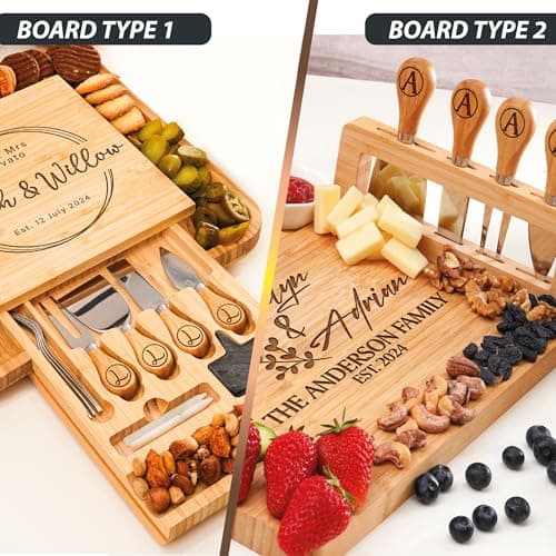 Personalized Charcuterie Board Gifts Set for Best Friends, Custom Large Cheese Board for Wedding, Anniversary, Birthday, Housewarming, Engagement, Party, New Home Gift Couple