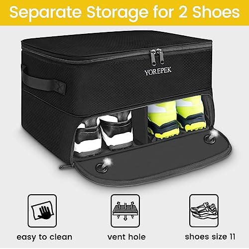 YOREPEK 2 Layer Golf Trunk Organizer, Golf Gifts for Men with Separate Ventilated Compartment for 2 Pair Shoes, Waterproof Car Trunk Locker for Balls, Tees, Clothes, Gloves, Accessories, Golfer Gifts
