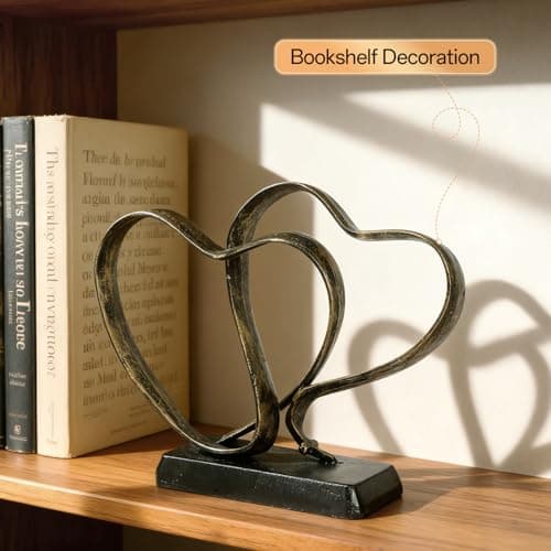 Anniversary Wedding Gifts for Couple - Two Hearts and Cross Iron Sculpture, 1st to 50th for Her and Him,Decorative Hearts Statue Includes Present Box and Poem Card