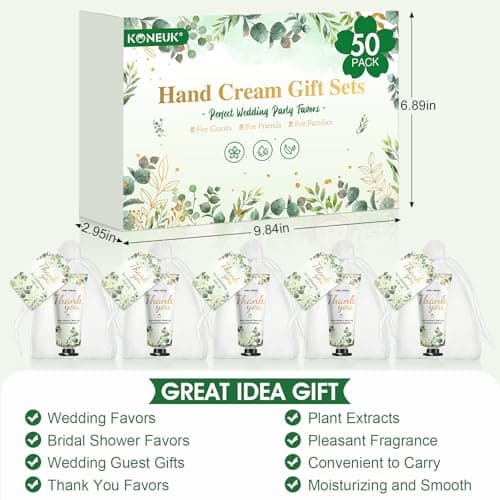 50 Pack Bulk Hand Cream Gifts Sets, Wedding Party Favors, Bridal Shower Gifts and Baby Shower Party Favors for Guests with Organza Bag and Thank You Card, Bulk Thank You Gifts for Women(Eucalyptus)