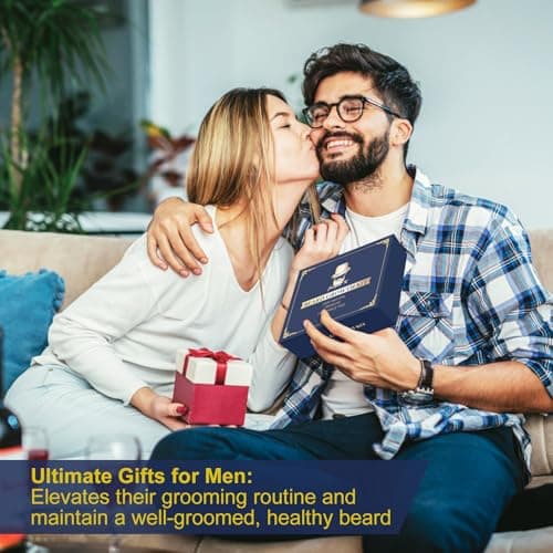 Gifts for Men, Beard Kit for Men's Daily Grooming, Moisturize & Soften Coarse, Dry Facial Hair, Anniversary & Wedding & Birthday Gifts for Him Boyfriend Husband Dad Brother Adult Son Male Friend