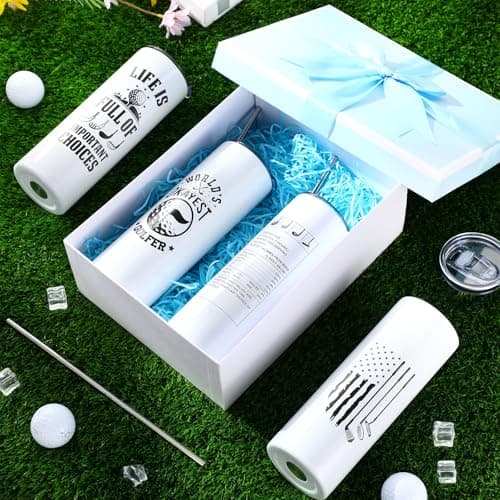 Patelai 4 Pcs Golf Tumbler Golf Gifts for Men 20oz Insulated Tumbler with Lid Straw Funny Coffee Cup Set, Dad, Husband, Golfer, Groomsmen, Birthday Gift for Him, Grandpa, Uncle, Boyfriend, Father